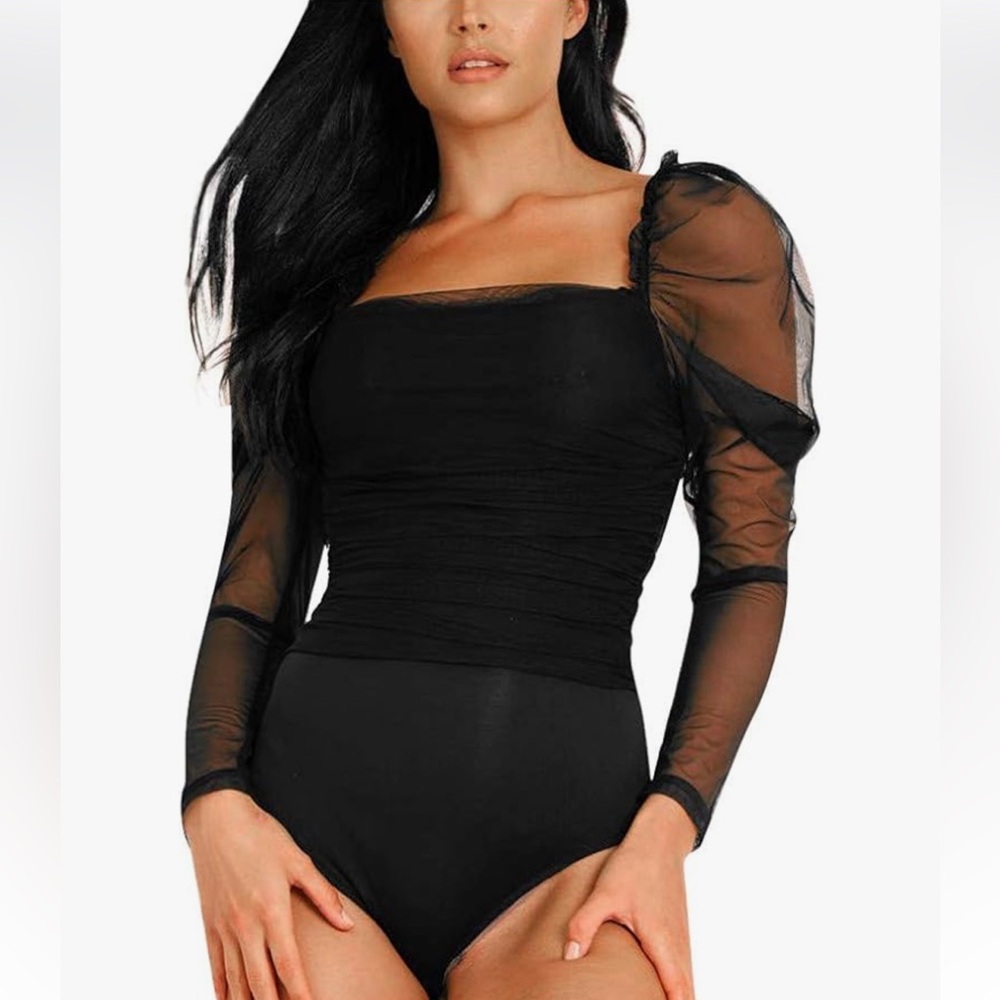Mesh sleeved bodysuit. Size XL.